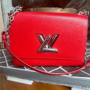 Louis Vuitton Scarlet Crossbody Bag with Silver Accents